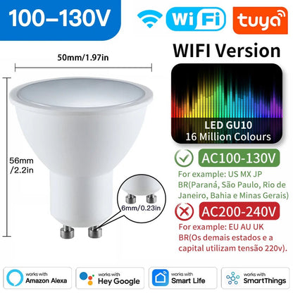 TNCE Tuya GU10 spots LED Bulb, zigbee downlight RGBC+W Dimmable Lamp, Smart Life remote Controller, Voice with Alexa Google home - Smoothy Home
