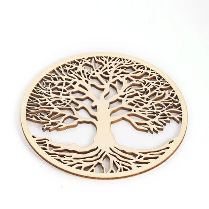 Tree of Life Wooden Wall Art Round Hollow Carving Hanging Ornament Yoga Meditation Decor Spiritual Coaster Home Decoration Gift - Smoothy Home