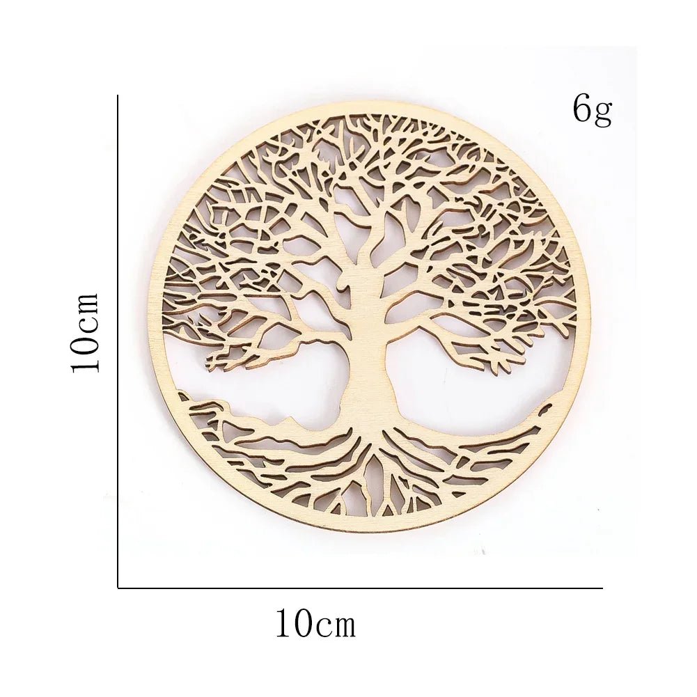 Tree of Life Wooden Wall Art Round Hollow Carving Hanging Ornament Yoga Meditation Decor Spiritual Coaster Home Decoration Gift - Smoothy Home