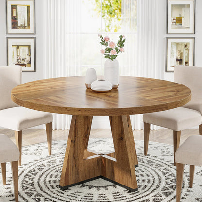 Tribesigns Round Dining Table for 4, 47 Inch Farmhouse Kitchen Table Small Dinner Table Kitchen Dinning Table for Dining Room - Smoothy Home