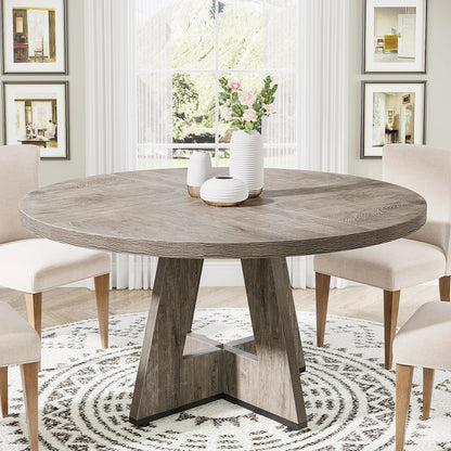 Tribesigns Round Dining Table for 4, 47 Inch Farmhouse Kitchen Table Small Dinner Table Kitchen Dinning Table for Dining Room - Smoothy Home