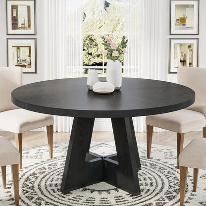 Tribesigns Round Dining Table for 4, 47 Inch Farmhouse Kitchen Table Small Dinner Table Kitchen Dinning Table for Dining Room - Smoothy Home