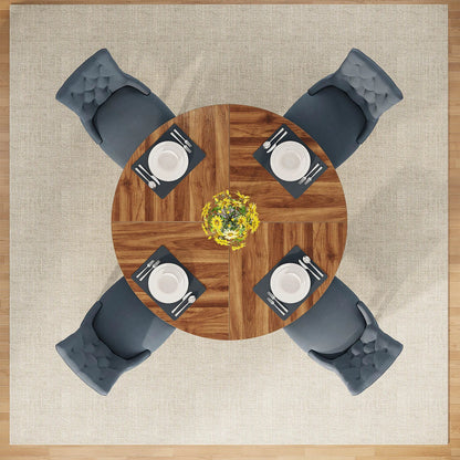Tribesigns Round Dining Table for 4, 47 Inch Farmhouse Kitchen Table Small Dinner Table Kitchen Dinning Table for Dining Room - Smoothy Home