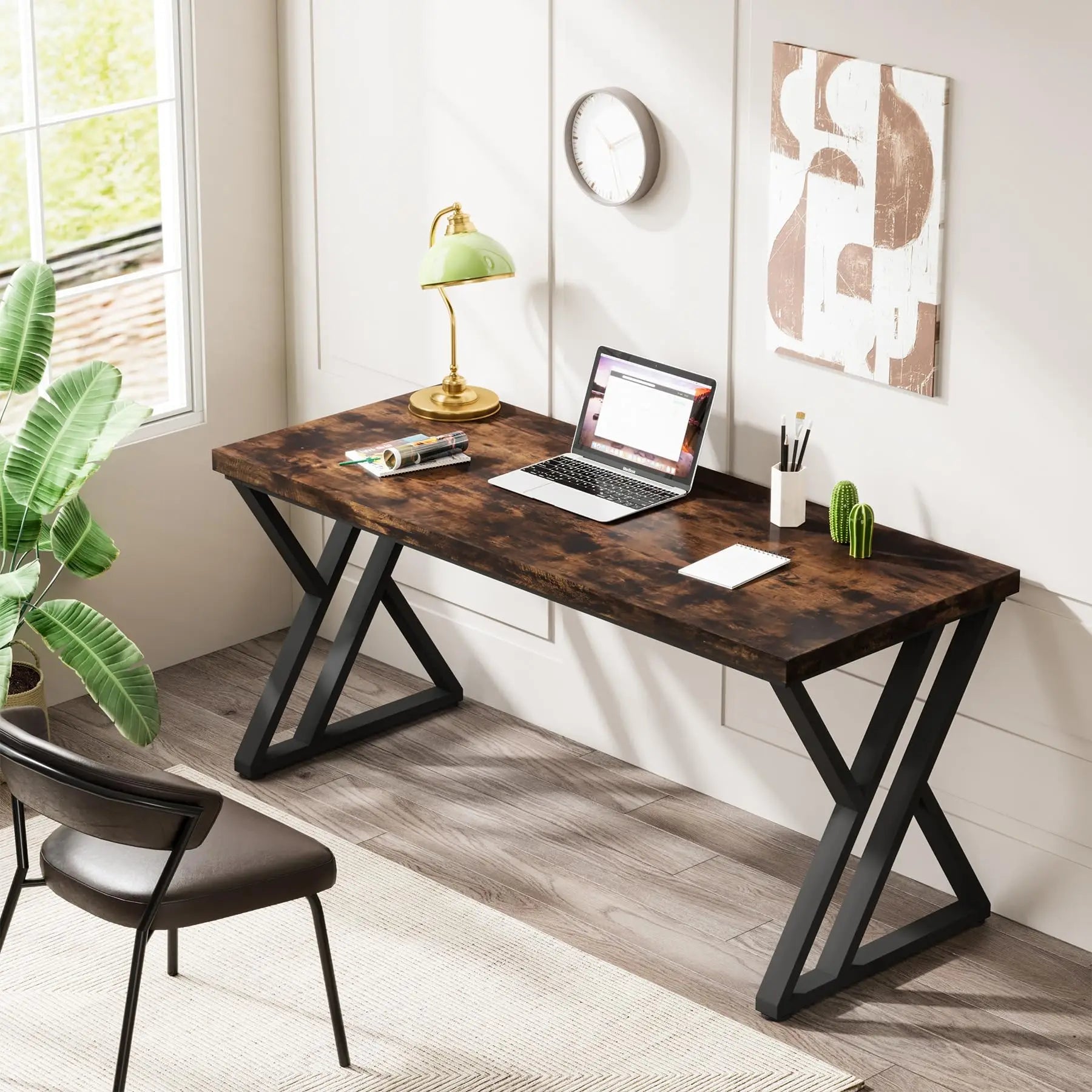 Tribesigns Writing Computer Desk, 55 inch Heavy Duty Study Desk with Z-Shaped Metal Leg, Modern Simple Home Office Computer Desk - Smoothy Home