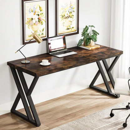 Tribesigns Writing Computer Desk, 55 inch Heavy Duty Study Desk with Z-Shaped Metal Leg, Modern Simple Home Office Computer Desk - Smoothy Home