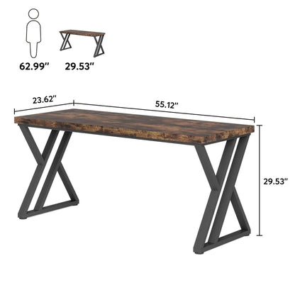 Tribesigns Writing Computer Desk, 55 inch Heavy Duty Study Desk with Z-Shaped Metal Leg, Modern Simple Home Office Computer Desk - Smoothy Home