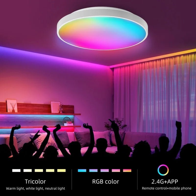 Tuya APP Smart ceiling light 30W40W RGB LED light Alexa voice control application Google Home and Bedroom decorative light gloss - Smoothy Home