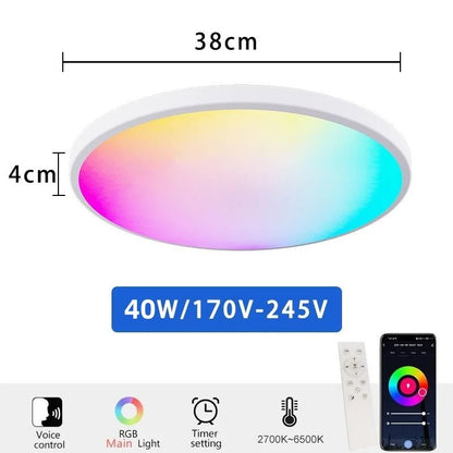 Tuya APP Smart ceiling light 30W40W RGB LED light Alexa voice control application Google Home and Bedroom decorative light gloss - Smoothy Home