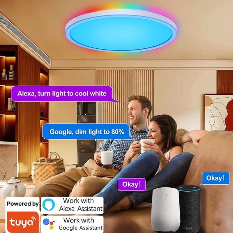 Tuya APP Smart ceiling light 30W40W RGB LED light Alexa voice control application Google Home and Bedroom decorative light gloss - Smoothy Home
