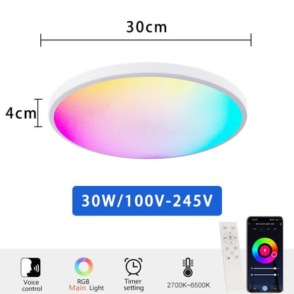 Tuya APP Smart ceiling light 30W40W RGB LED light Alexa voice control application Google Home and Bedroom decorative light gloss - Smoothy Home