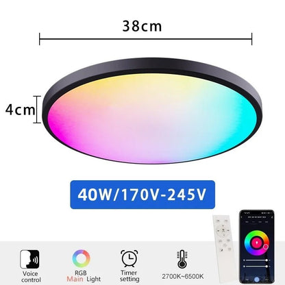 Tuya APP Smart ceiling light 30W40W RGB LED light Alexa voice control application Google Home and Bedroom decorative light gloss - Smoothy Home