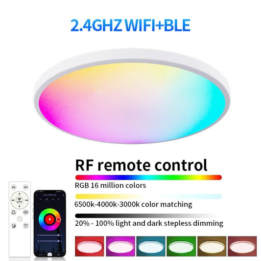 Tuya APP Smart ceiling light 30W40W RGB LED light Alexa voice control application Google Home and Bedroom decorative light gloss - Smoothy Home