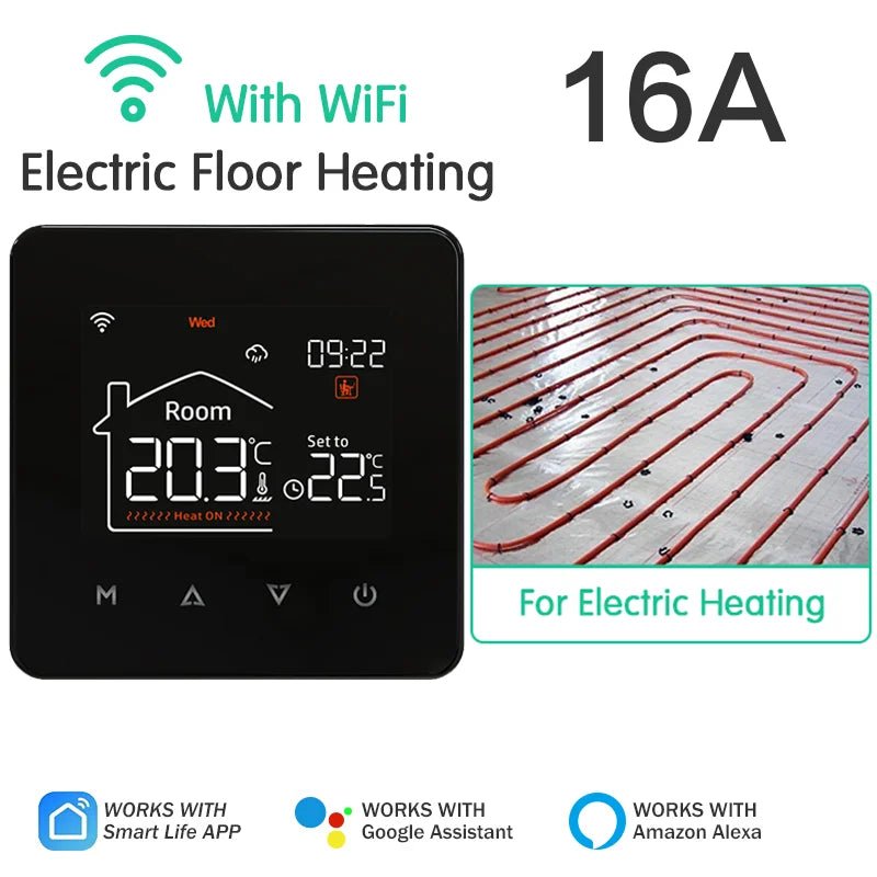 Tuya Smart Home Thermostat Water Electric Warm Floor Heating Gas Boiler WiFi Temperature Remote Controller with Google Alexa - Smoothy Home