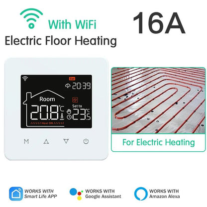 Tuya Smart Home Thermostat Water Electric Warm Floor Heating Gas Boiler WiFi Temperature Remote Controller with Google Alexa - Smoothy Home