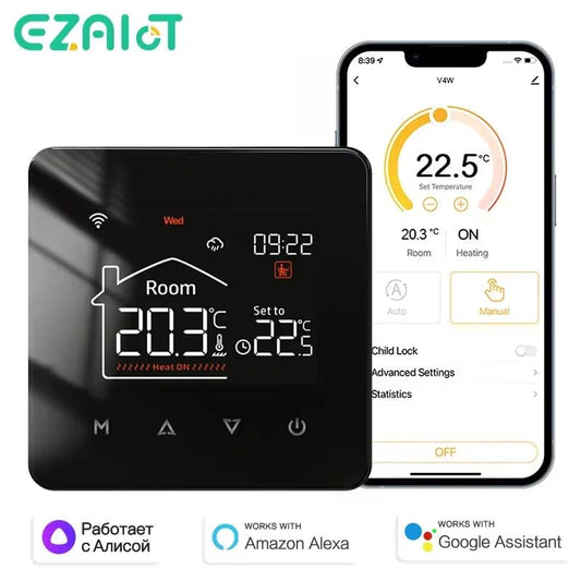 Tuya Smart Home Thermostat Water Electric Warm Floor Heating Gas Boiler WiFi Temperature Remote Controller with Google Alexa - Smoothy Home