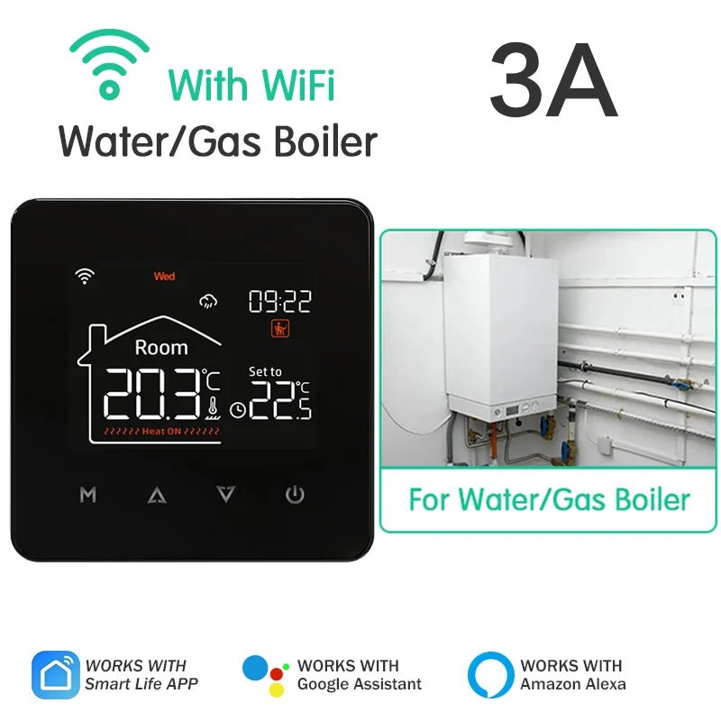 Tuya Smart Home Thermostat Water Electric Warm Floor Heating Gas Boiler WiFi Temperature Remote Controller with Google Alexa - Smoothy Home