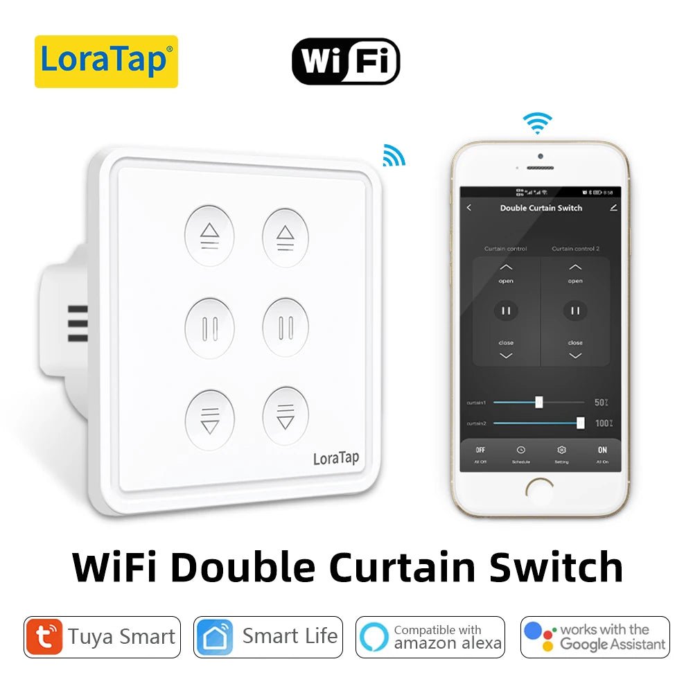 Tuya Smart Life EU WiFi Double Curtain Blind Switch for Roller Shutter Electric motor Google Home Alexa Echo Voice Control DIY - Smoothy Home