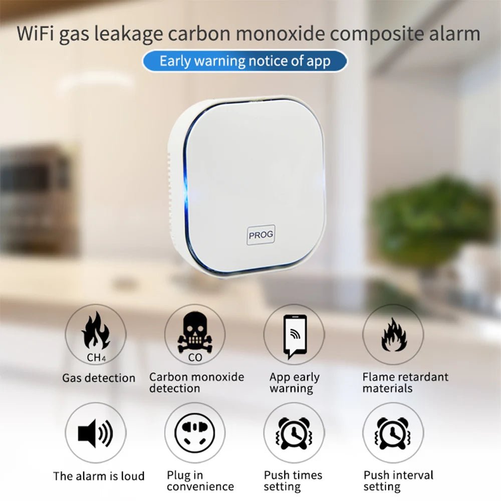 Tuya Smart Life Natural GAS CO Leak Carbon Monoxide Detector WIFI CH4 Methane Combustible Leakage Coal Home Alarm Sensor - Smoothy Home