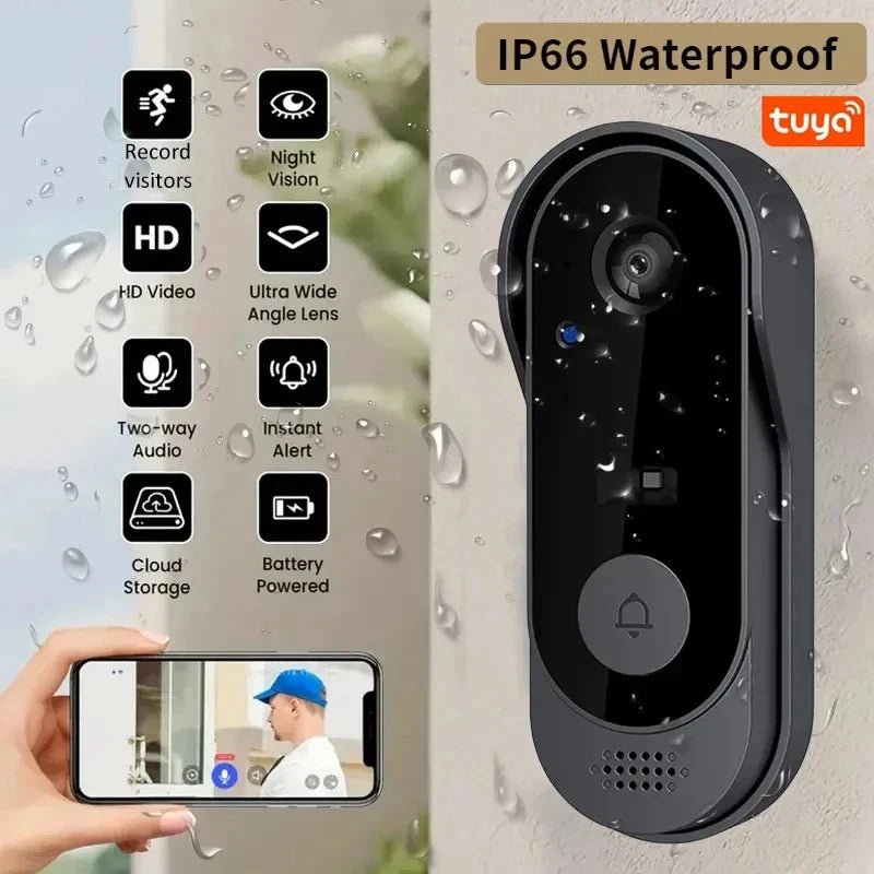 Tuya WiFi Home Smart Video doorbell Outdoor bidirectional HD door eye camera 1080P support SD card cloud storage waterproof - Smoothy Home