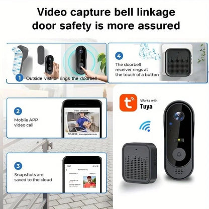 Tuya WiFi Home Smart Video doorbell Outdoor bidirectional HD door eye camera 1080P support SD card cloud storage waterproof - Smoothy Home