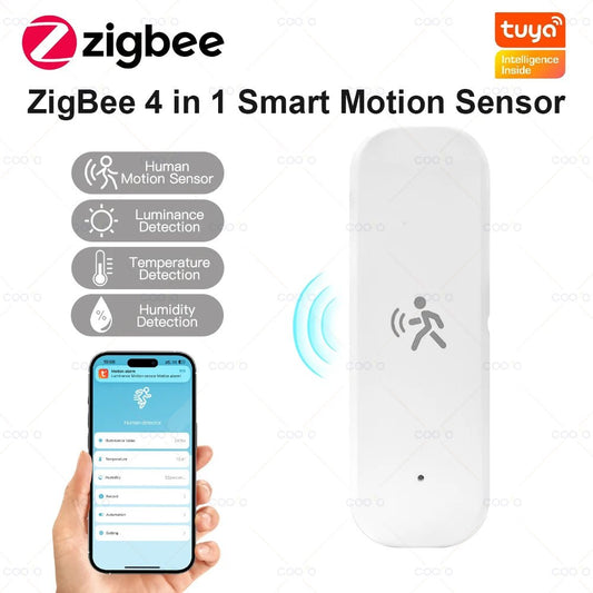 Tuya Zigbee 4 in 1 10G Radar Motion Sensor with Light Lumiance Temperature Humidity Detection for Smart Home Replace PIR Sensor - Smoothy Home