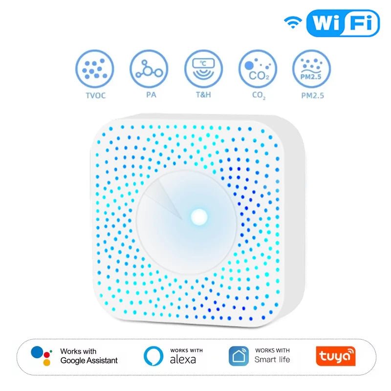 Tuya ZigBee/WiFi Air Quality Detector PM2.5 Formaldehyde VOC CO2 Temperature Humidity 6in1 Smart Air Box Sensor Via Alexa Google - Smoothy Home