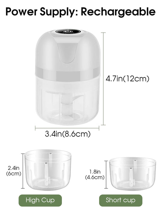 USB Charging Meat Grinder 1200mAh Vegetable Chopper 250ml Three-Blade Head & 100ml Two-Blade Head Electric Mini Garlic - Smoothy Home
