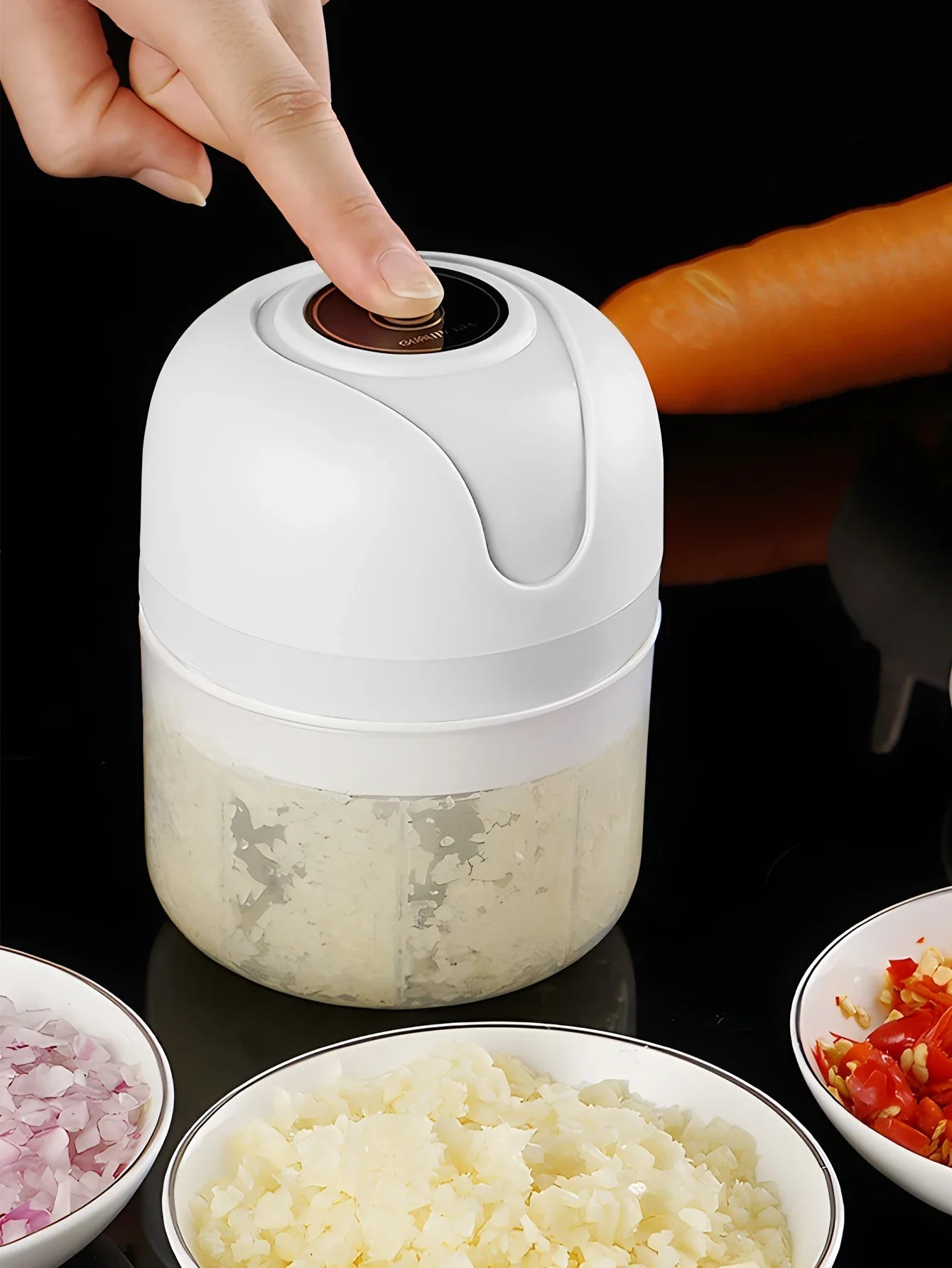 USB Charging Meat Grinder 1200mAh Vegetable Chopper 250ml Three-Blade Head & 100ml Two-Blade Head Electric Mini Garlic - Smoothy Home