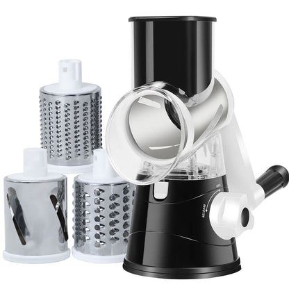 Vegetable Slicer Shredder, 3 Drum Manual Grater for Cheese Peanut Cookie, Multifunctional Kitchen Cutter Chopper Tool - Smoothy Home
