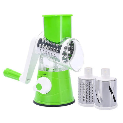 Vegetable Slicer Shredder, 3 Drum Manual Grater for Cheese Peanut Cookie, Multifunctional Kitchen Cutter Chopper Tool - Smoothy Home