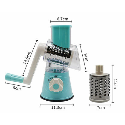 Vegetable Slicer Shredder, 3 Drum Manual Grater for Cheese Peanut Cookie, Multifunctional Kitchen Cutter Chopper Tool - Smoothy Home