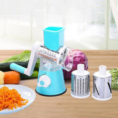 Vegetable Slicer Shredder, 3 Drum Manual Grater for Cheese Peanut Cookie, Multifunctional Kitchen Cutter Chopper Tool - Smoothy Home