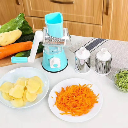 Vegetable Slicer Shredder, 3 Drum Manual Grater for Cheese Peanut Cookie, Multifunctional Kitchen Cutter Chopper Tool - Smoothy Home