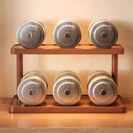 Versatile 2-Tier Wooden Storage Rack for Kitchen & Tea Room - Countertop Organizer with Decorative Handles, Ideal for Spices - Smoothy Home