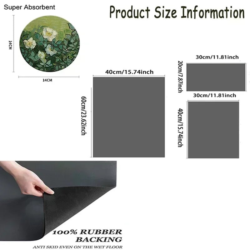 Vintage French Style Printed Coffee Machine Mat Kitchen Counter Quick Water Absorption Utensil Drying Mat Desktop Drainage Mat - Smoothy Home