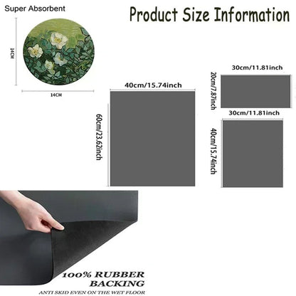 Vintage French Style Printed Coffee Machine Mat Kitchen Counter Quick Water Absorption Utensil Drying Mat Desktop Drainage Mat - Smoothy Home