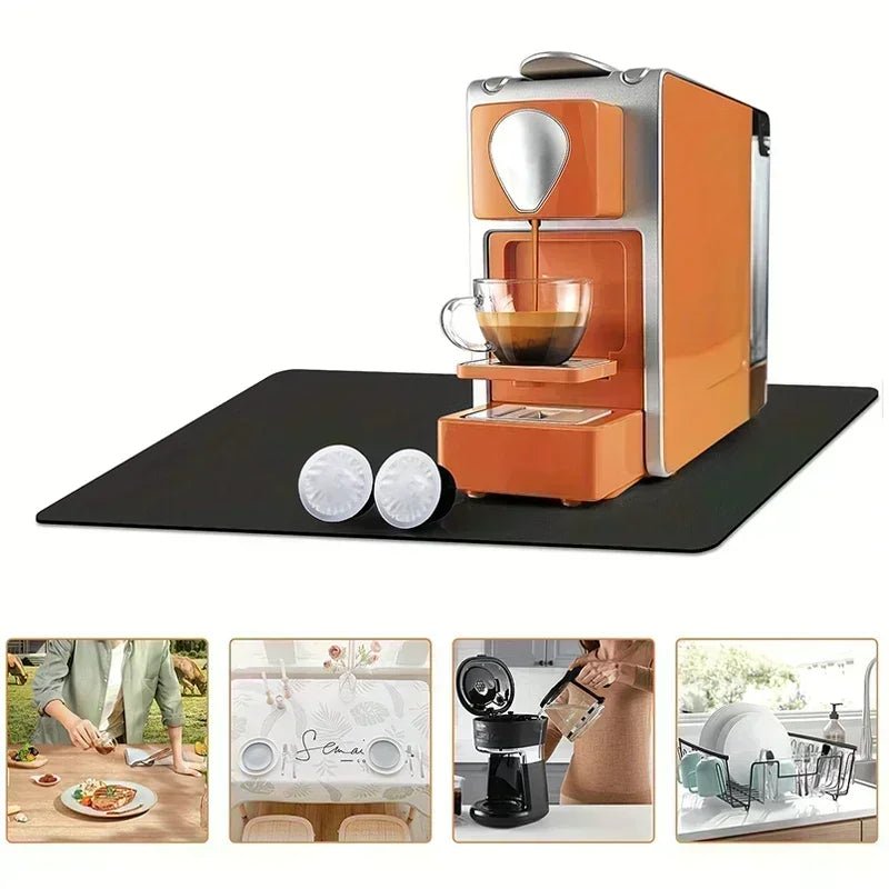 Vintage French Style Printed Coffee Machine Mat Kitchen Counter Quick Water Absorption Utensil Drying Mat Desktop Drainage Mat - Smoothy Home