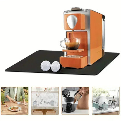 Vintage French Style Printed Coffee Machine Mat Kitchen Counter Quick Water Absorption Utensil Drying Mat Desktop Drainage Mat - Smoothy Home