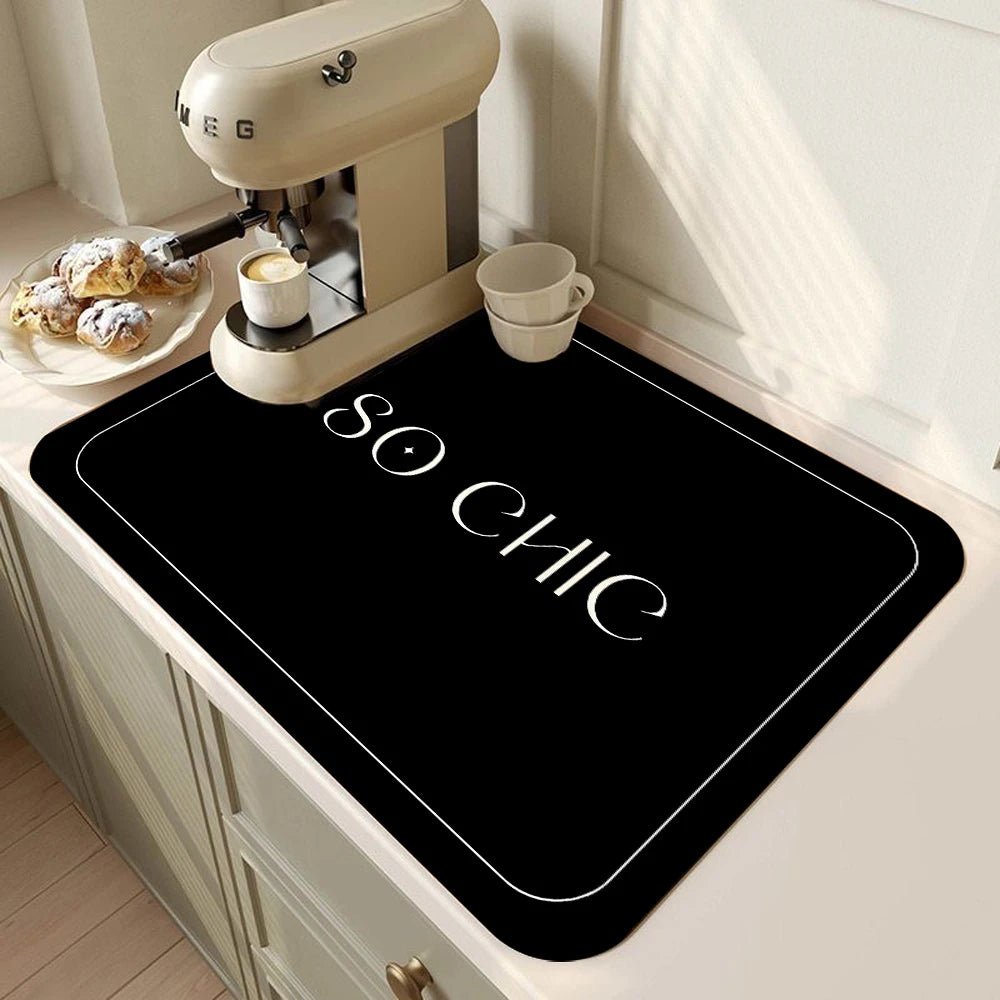 Vintage French Style Printed Coffee Machine Mat Kitchen Counter Quick Water Absorption Utensil Drying Mat Desktop Drainage Mat - Smoothy Home