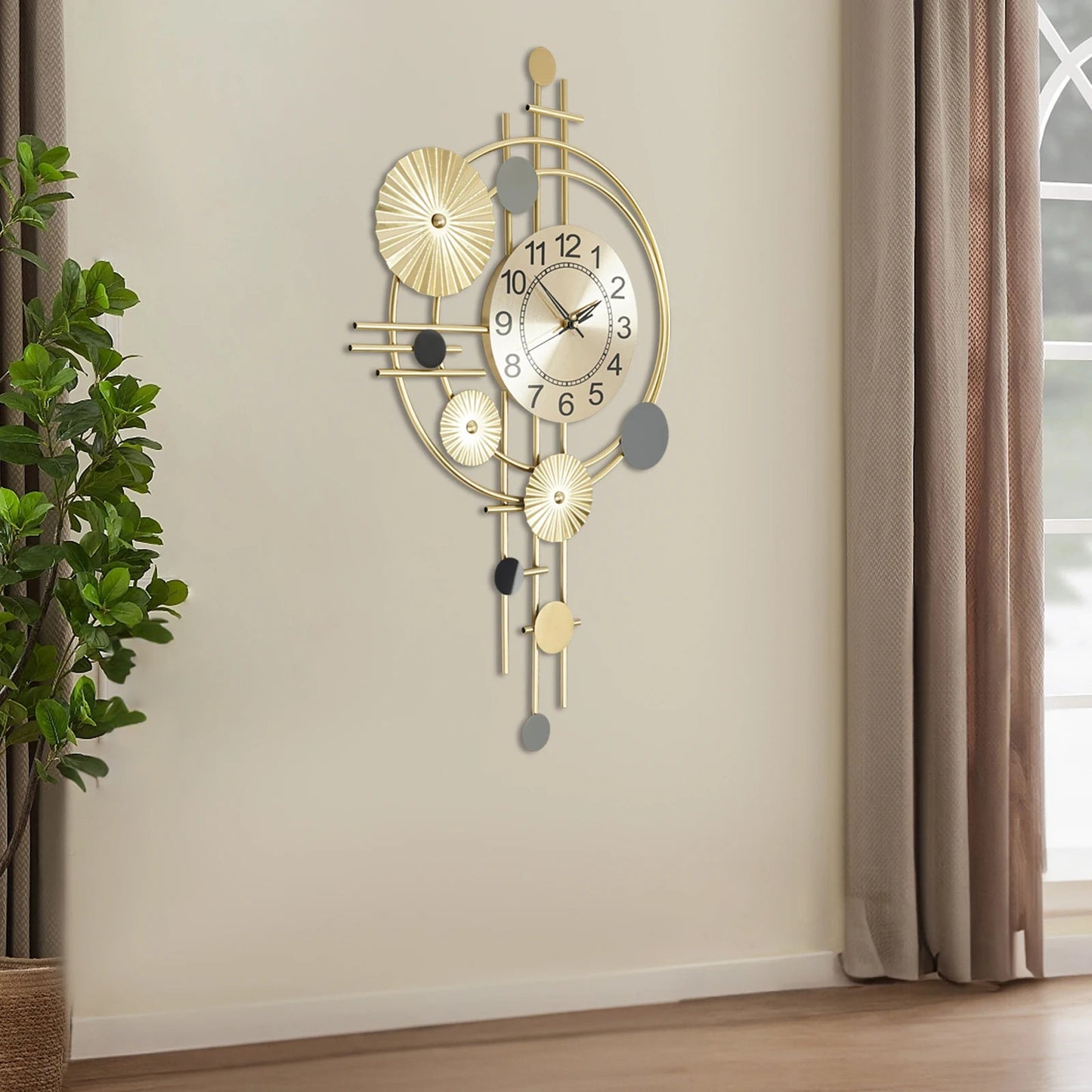 Wall Clock Modern Decorative Art Clock Silent Wall Clock Iron Wall Decoration Clock - Smoothy Home
