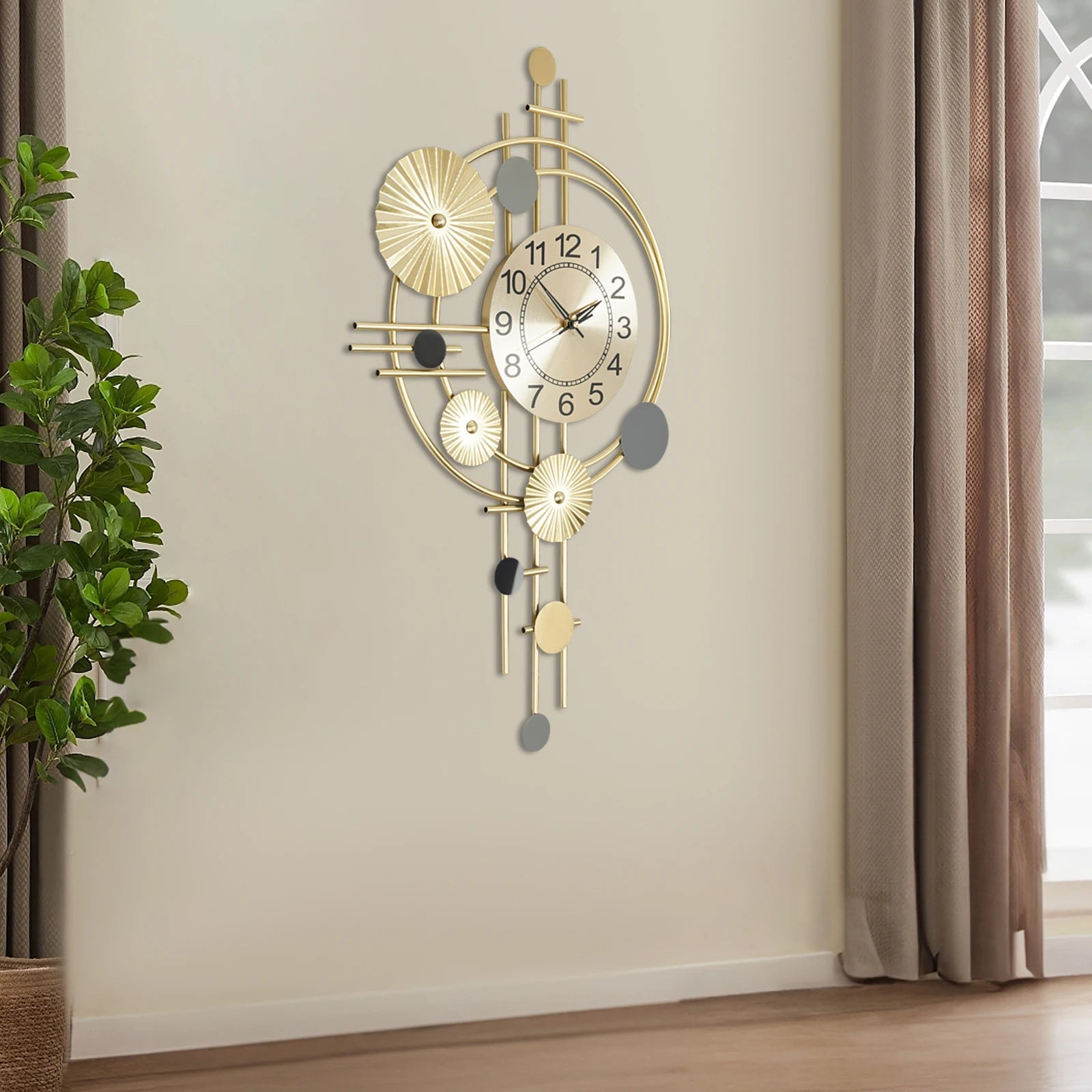 Wall Clock Modern Decorative Art Clock Silent Wall Clock Iron Wall Decoration Clock - Smoothy Home