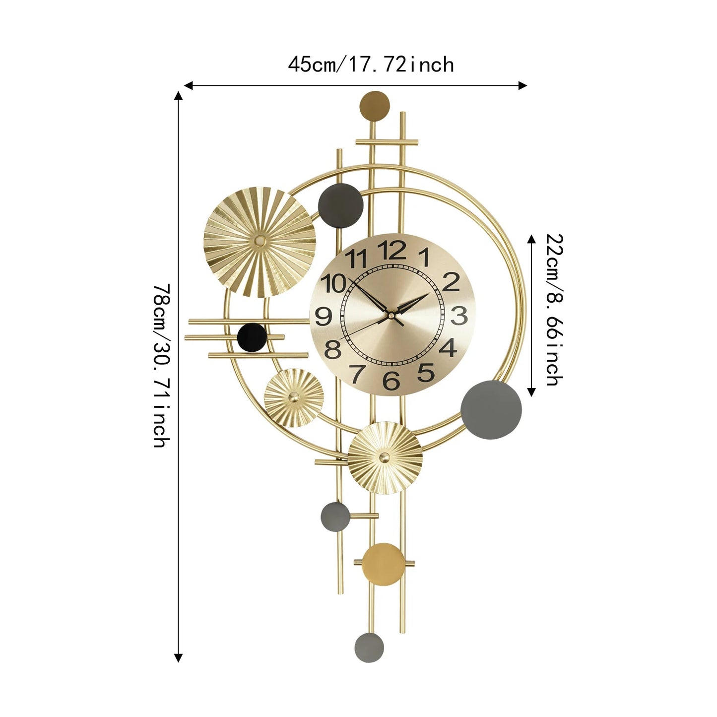 Wall Clock Modern Decorative Art Clock Silent Wall Clock Iron Wall Decoration Clock - Smoothy Home