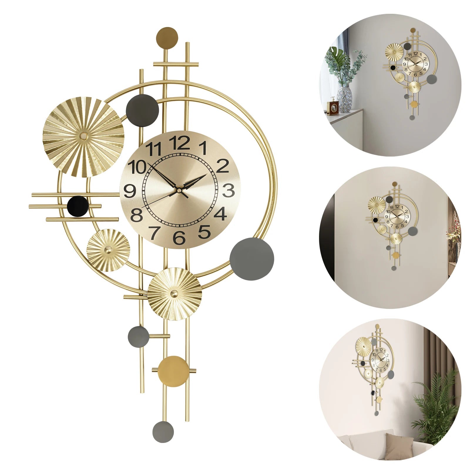 Wall Clock Modern Decorative Art Clock Silent Wall Clock Iron Wall Decoration Clock - Smoothy Home