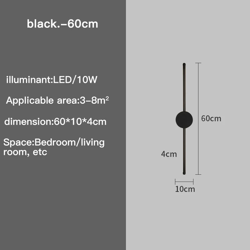 Wall Lamp Bedroom Wall Light Modern Long LED Light Black I-Shaped Living Room Corridor Interior Lighting Home Decor Lighting - Smoothy Home