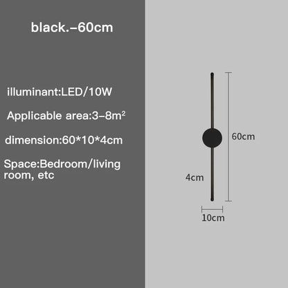Wall Lamp Bedroom Wall Light Modern Long LED Light Black I-Shaped Living Room Corridor Interior Lighting Home Decor Lighting - Smoothy Home
