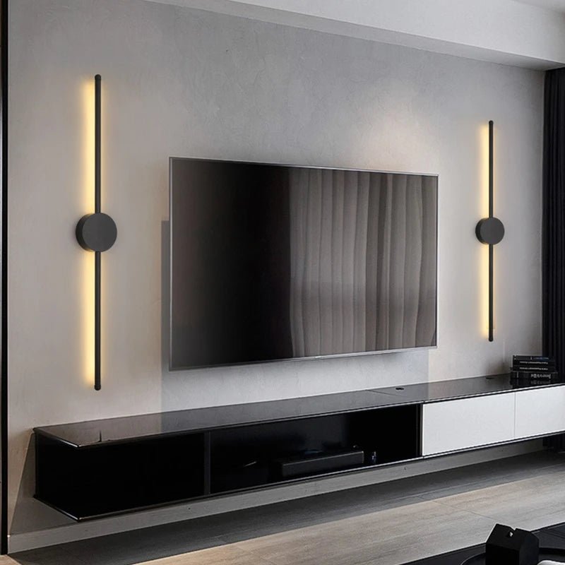 Wall Lamp Bedroom Wall Light Modern Long LED Light Black I-Shaped Living Room Corridor Interior Lighting Home Decor Lighting - Smoothy Home