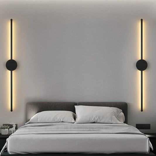 Wall Lamp Bedroom Wall Light Modern Long LED Light Black I-Shaped Living Room Corridor Interior Lighting Home Decor Lighting - Smoothy Home