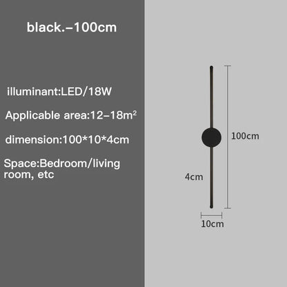 Wall Lamp Bedroom Wall Light Modern Long LED Light Black I-Shaped Living Room Corridor Interior Lighting Home Decor Lighting - Smoothy Home