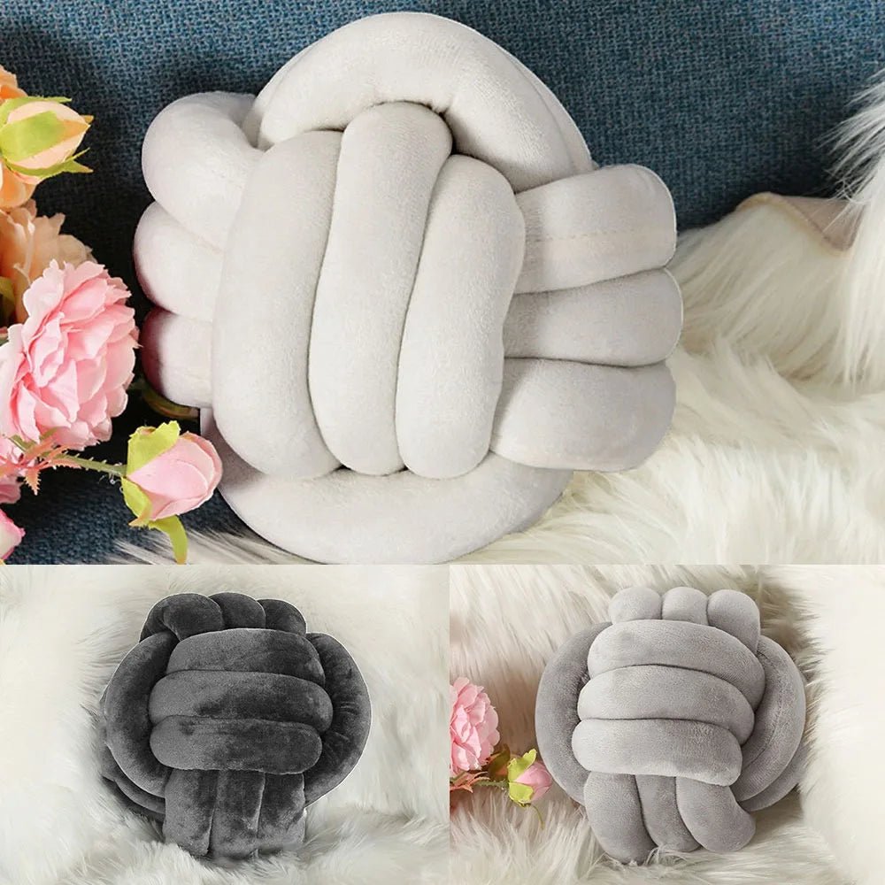 Warm Nordic Style Round Pillow Cushion Velvet Knotted Cushion Solid Baby Rest Sleep Dolls Stuffed Kid Adult Bedroom Decor - Smoothy Home