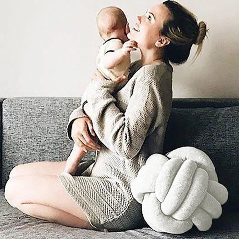 Warm Nordic Style Round Pillow Cushion Velvet Knotted Cushion Solid Baby Rest Sleep Dolls Stuffed Kid Adult Bedroom Decor - Smoothy Home